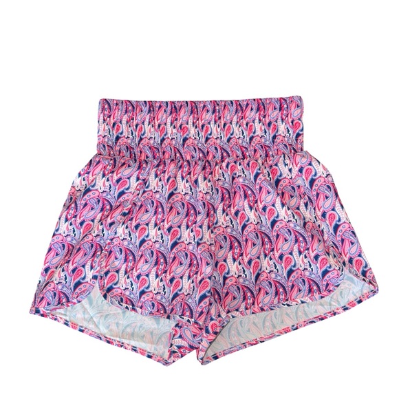 Simply Southern High Waisted Wide Band Lined Running Shorts XS Paisley Print - Picture 1 of 3